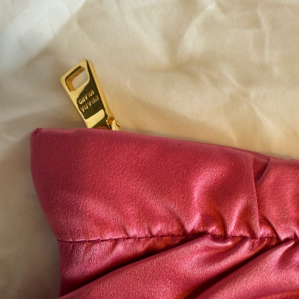 Prada Fuchsia Satin Pouch with Gold Accent - Picture 3 of 16